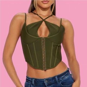 Fashion Nova Olive Green Strappy Crop Top